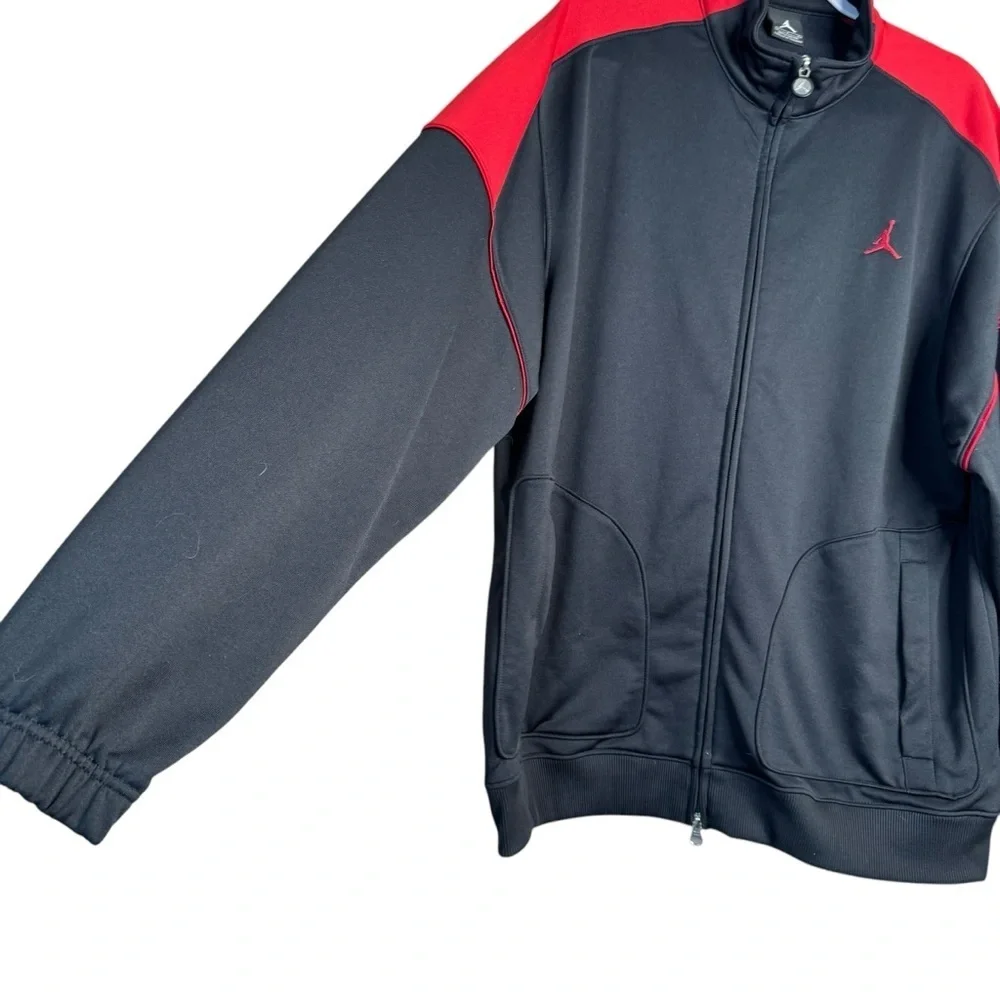 Retro Jordan Track Jacket Mens L Black Chicago Bulls Colorway Full Zip